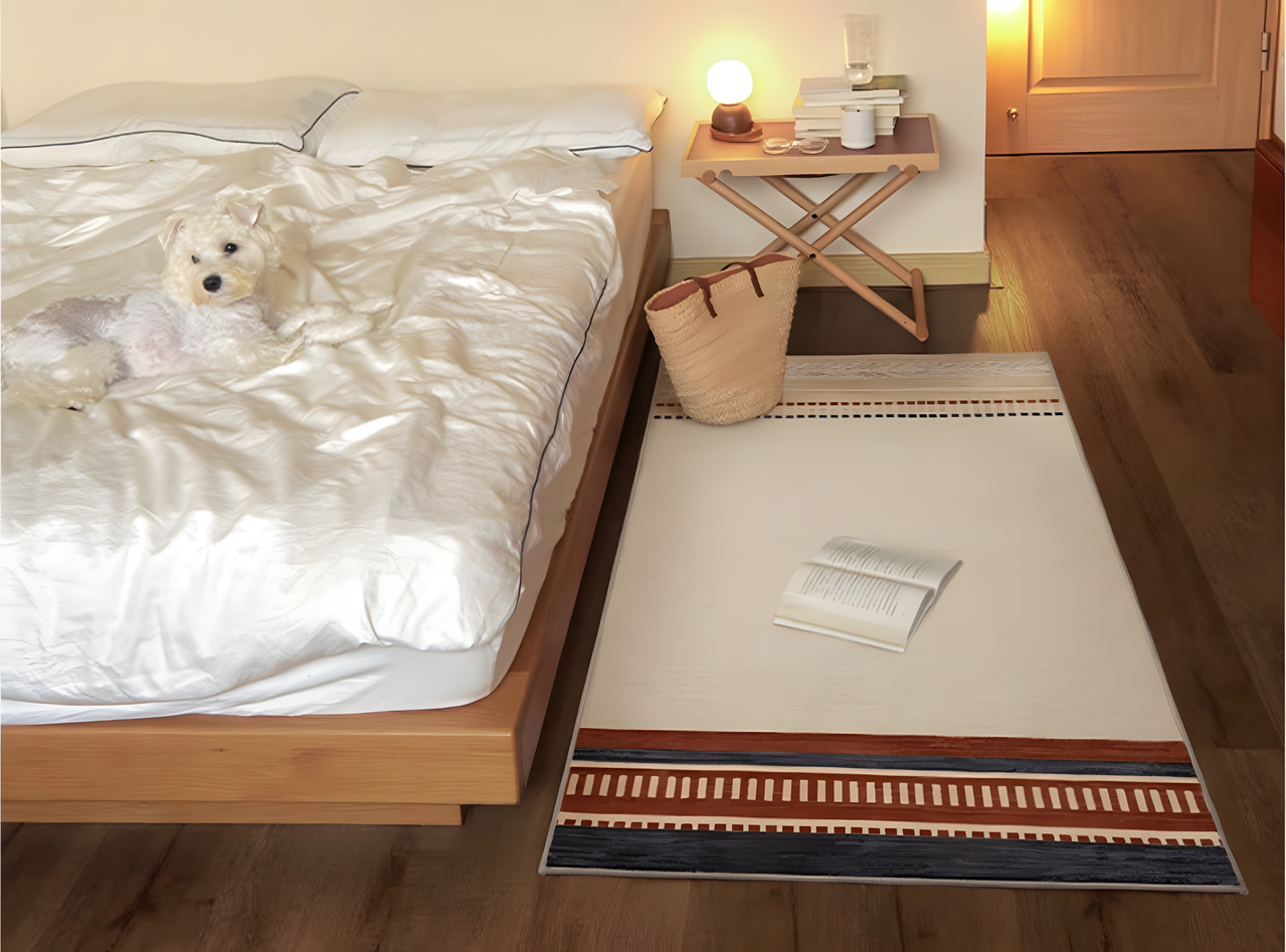 Medieval Removable Rug, Washable Rectangle Bedside Rug