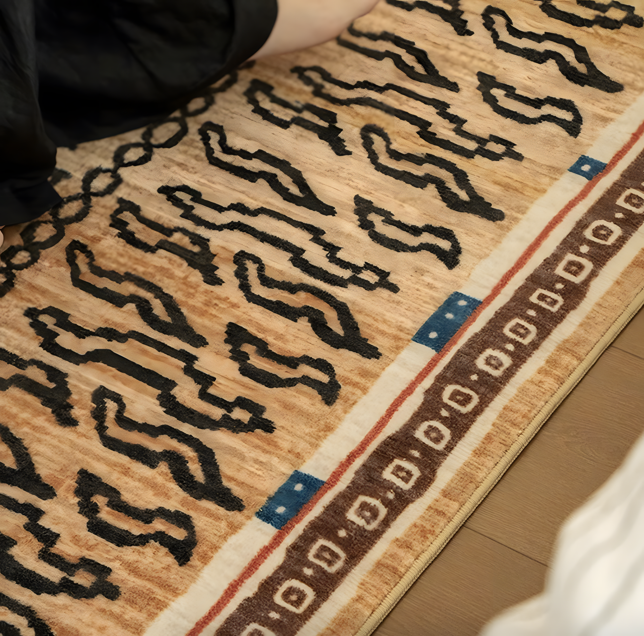 Washable Medieval Style Tiger Bedside Rug, Removable & Durable