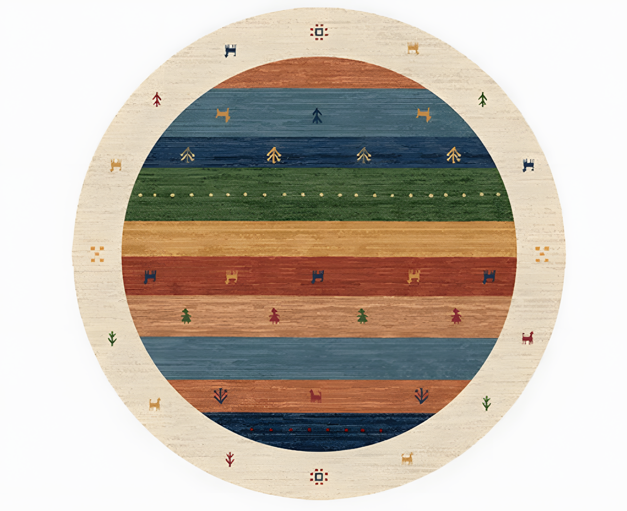 Medieval Style Round Double-Layer Washable Rug