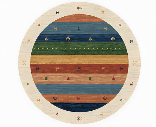 Medieval Style Round Double-Layer Washable Rug