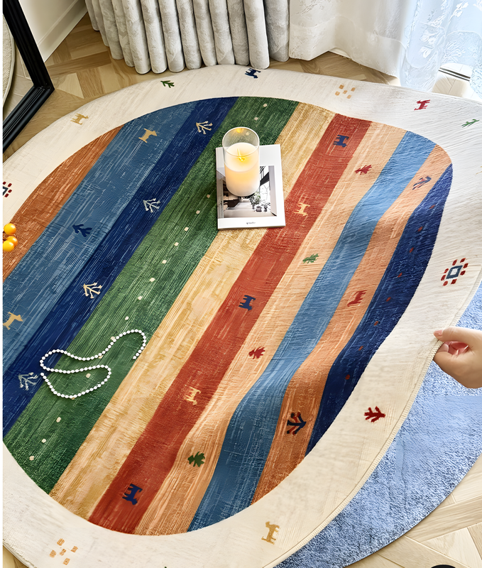 Medieval Style Round Double-Layer Washable Rug