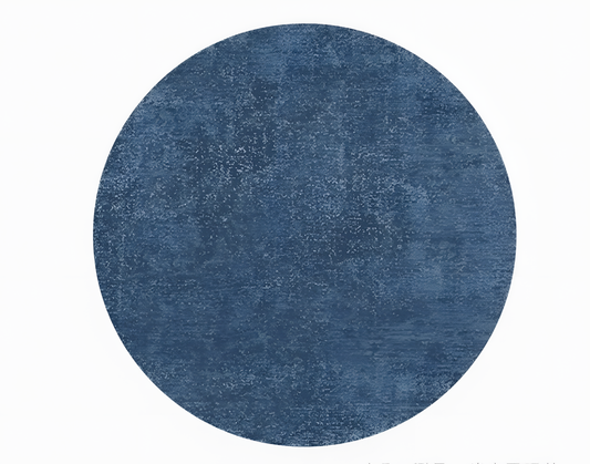 Medieval Style Blue Round Washable Bedroom Rug